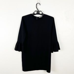 GANNI Clark Classic Black Bell Sleeves Hidden Back Zipper Dress, Size 4